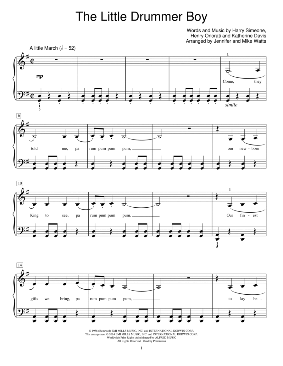 The Little Drummer Boy Piano Method scores gallery preview page 1