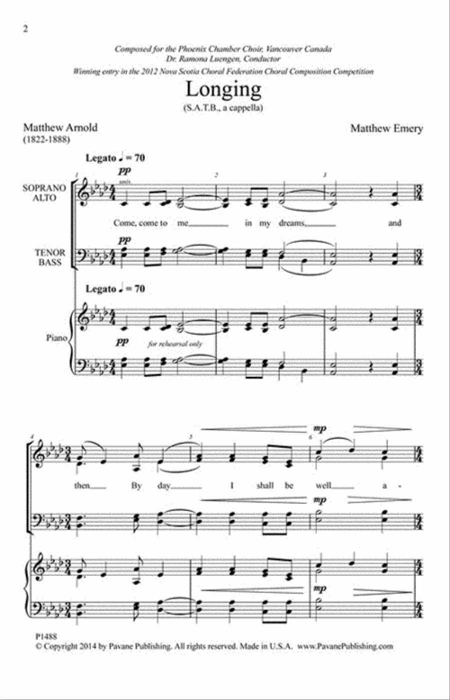 Longing Longing 4-Part scores gallery preview page 2