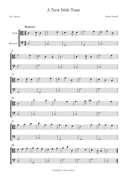 purcell z 646 a new irish tune Viola and Bassoon sheet music for beginners image number null