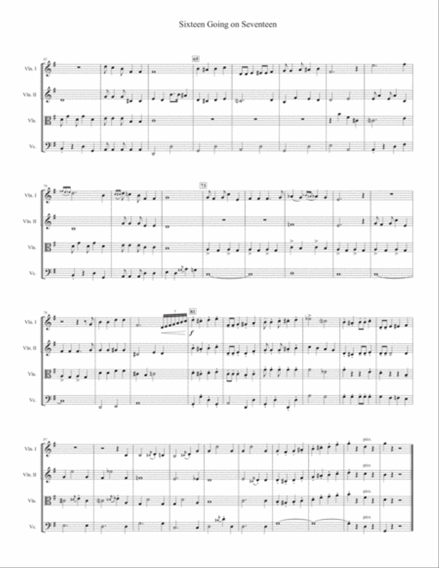 Sixteen Going On Seventeen String Quartet scores gallery preview page 4