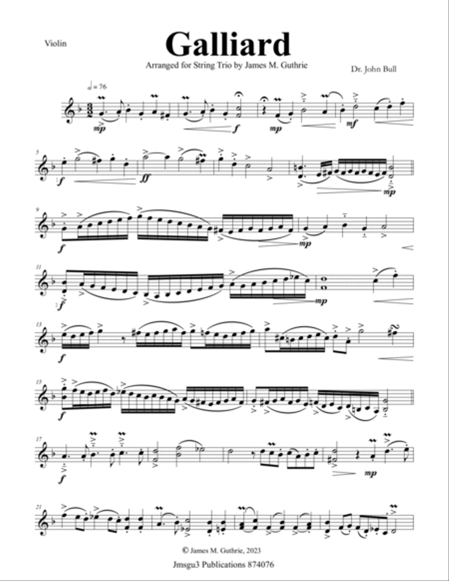 Bull: Galliard for String Trio String Trio scores gallery preview page 6