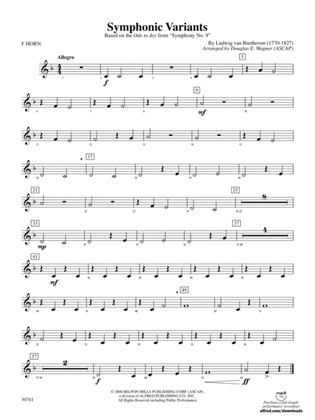 Symphonic Variants (Based on "Ode to Joy" from Symphony No. 9): 1st F Horn
