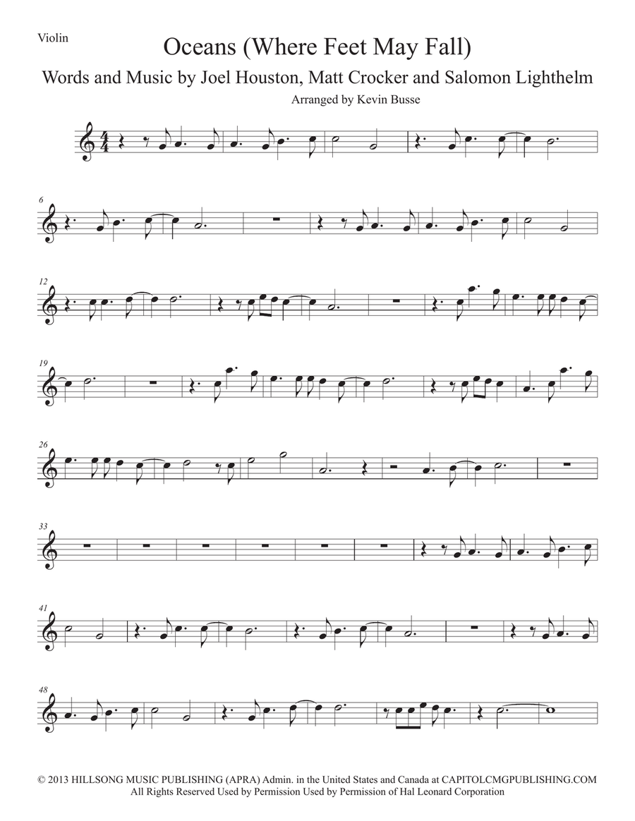 Oceans (Where Feet May Fail) Violin Solo scores gallery preview page 1