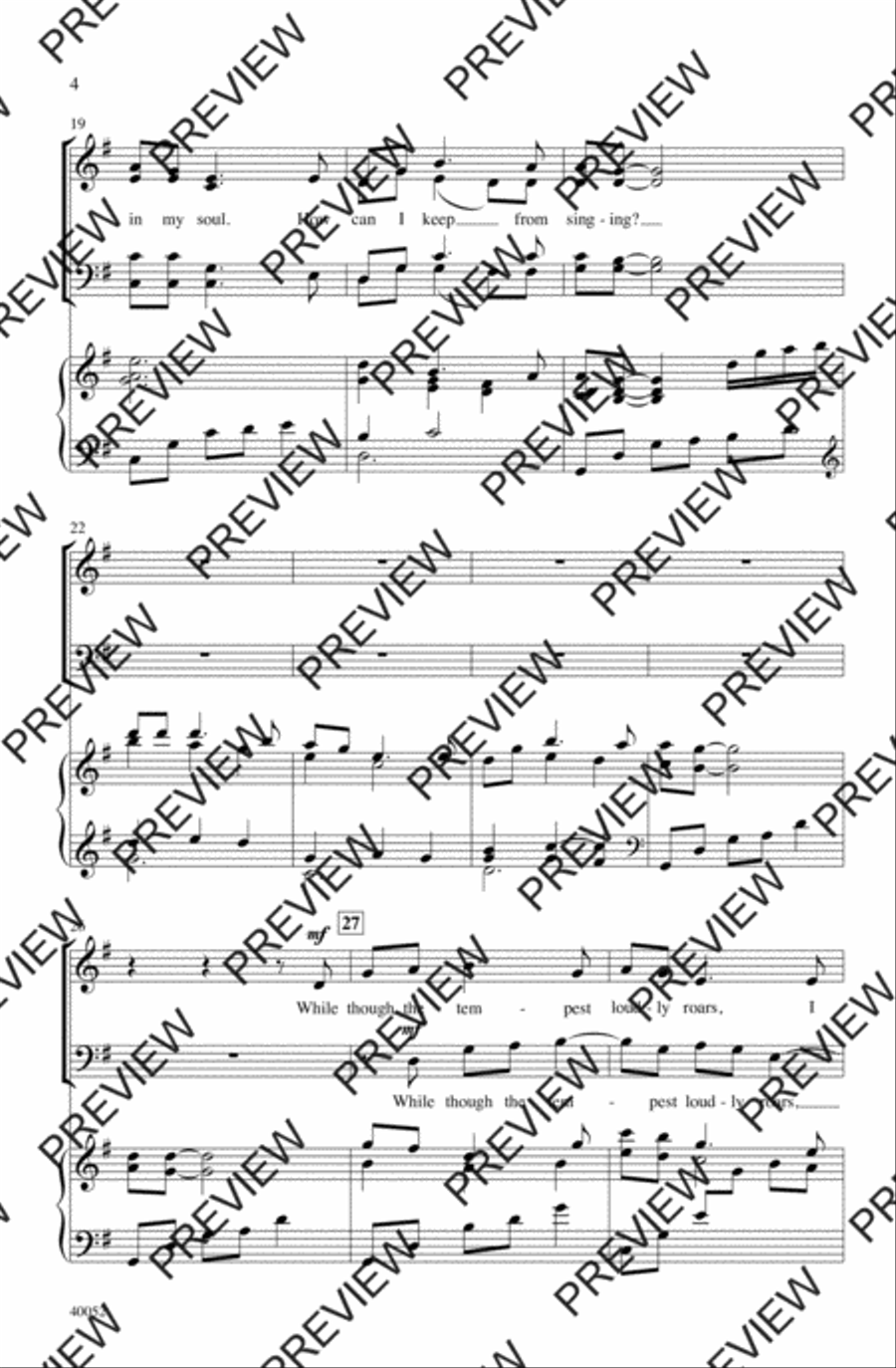 How Can I Keep from Singing? 4-Part scores gallery preview page 4