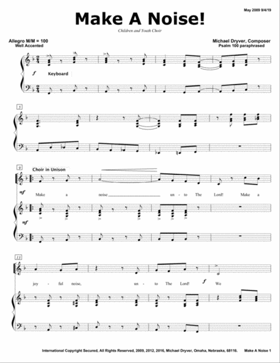 Make A Noise (Children and Youth Choir) Children's Choir scores gallery preview page 1