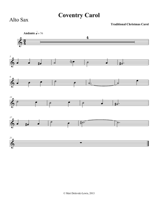 Coventry Carol: E flat saxes (alto, baritone)/piano