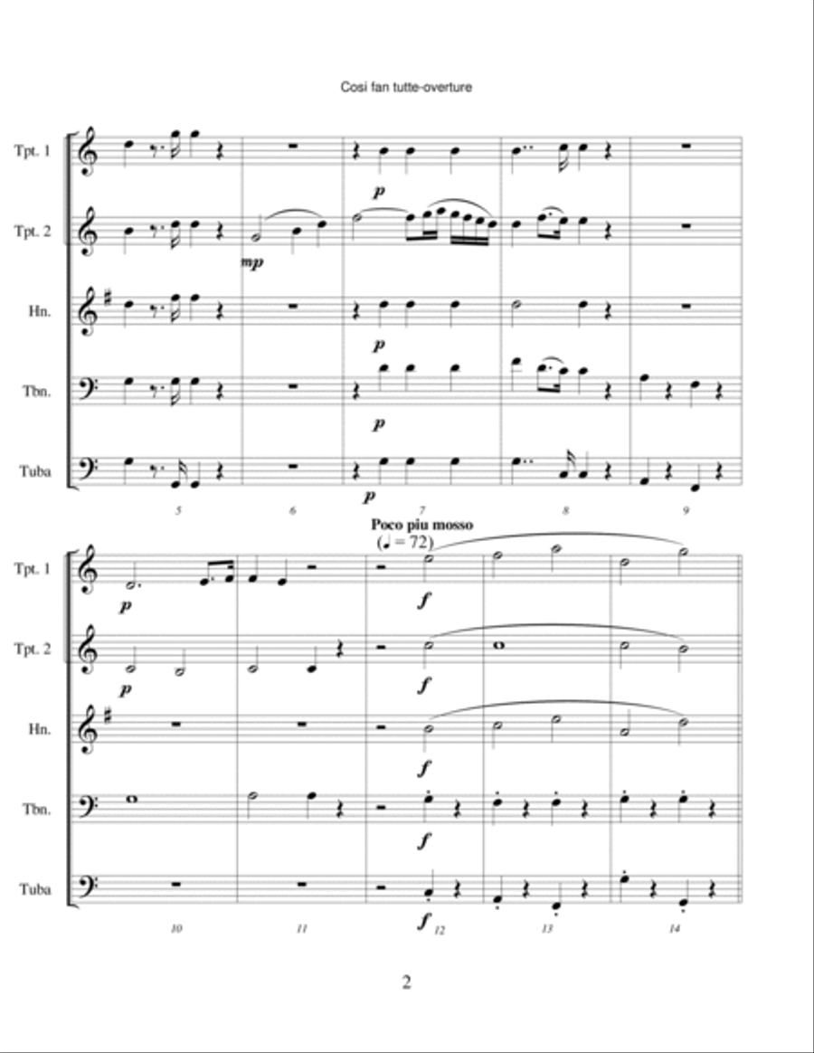 Cosi fan tutte Overture Brass Ensemble scores gallery preview page 3