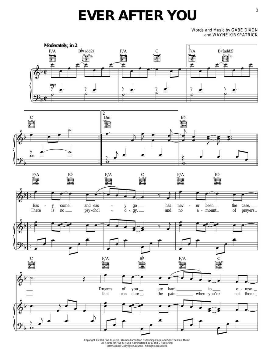 Ever After You Ever After You Piano, Vocal, Guitar scores gallery preview page 1