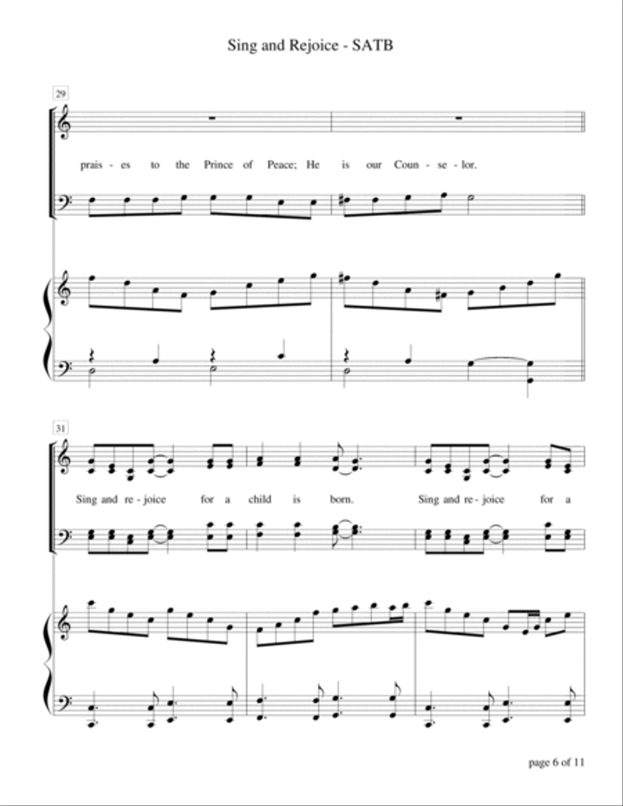 Sing and Rejoice (SATB quartet with piano accompaniment) image number null