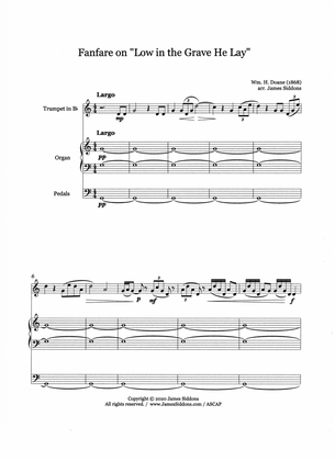 Fanfare on "Low in the Grave He Lay" for BbTrumpet (High Range) and Organ: Full Score and Tpt Part