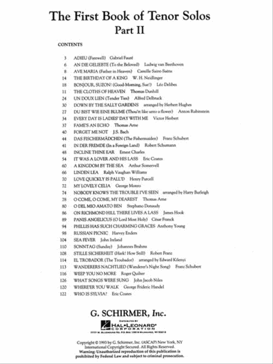 The First Book of Tenor Solos - Part II (Book Only) Tenor Voice scores gallery preview page 4