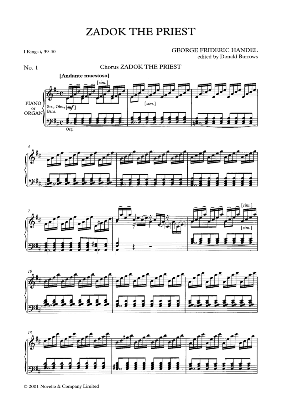 Zadok The Priest (arr. Donald Burrows) Choir scores gallery preview page 1