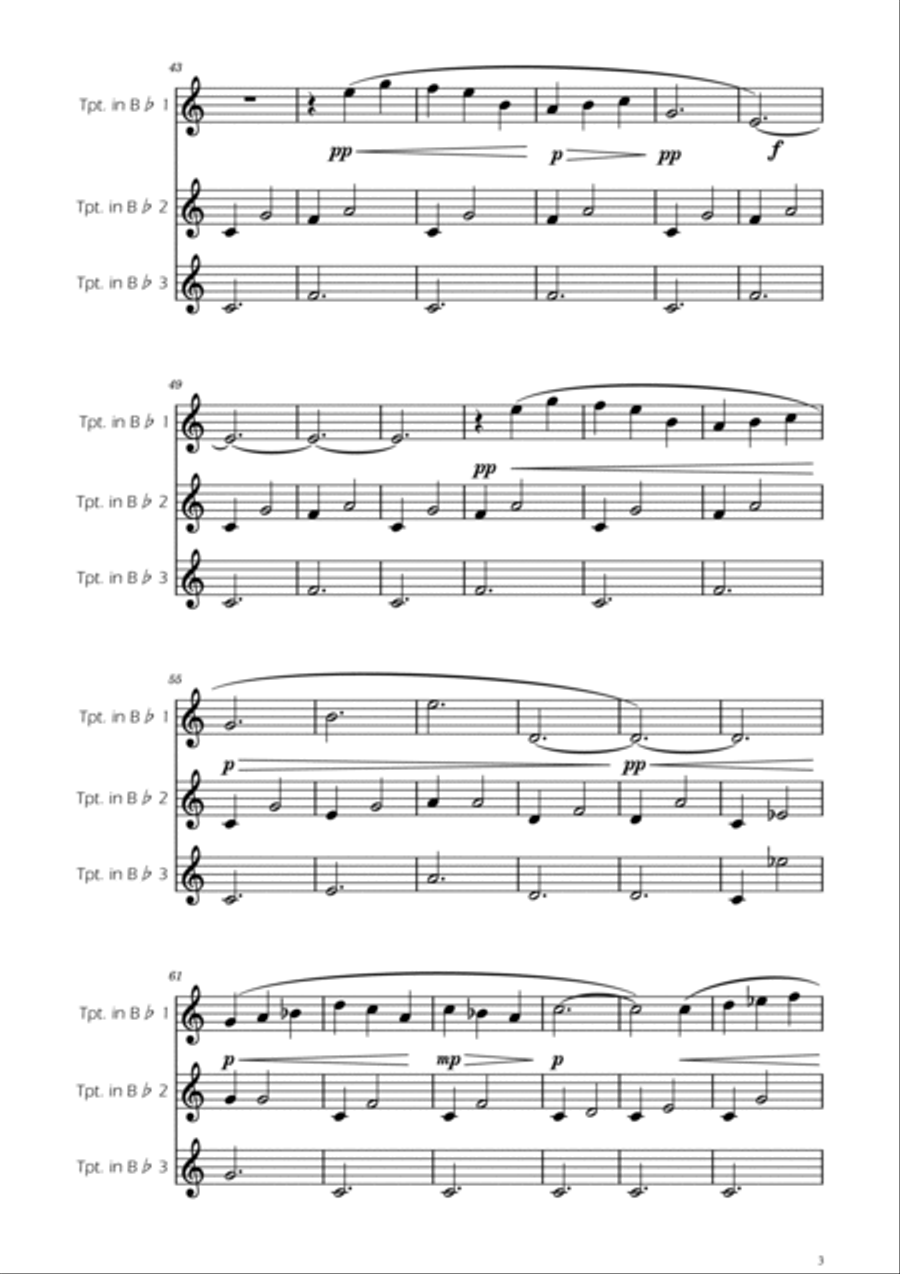 Gymnopedie No. 1 - Trumpet Trio Trumpet Trio scores gallery preview page 3