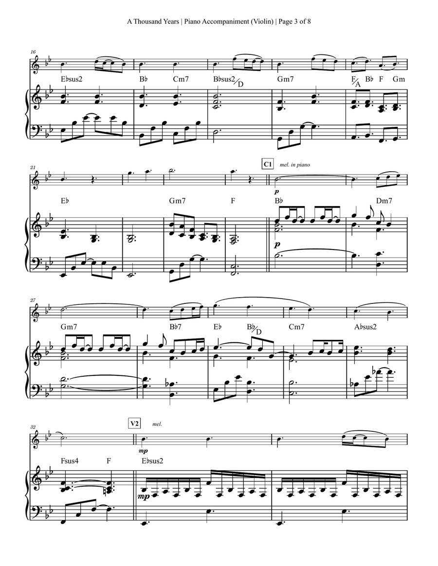 A Thousand Years Violin Solo scores gallery preview page 3