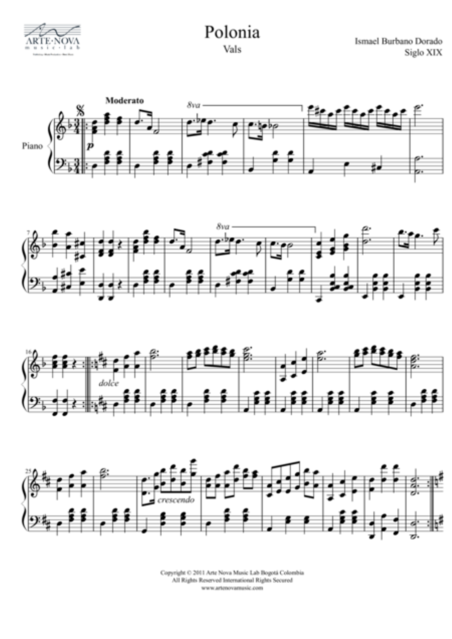 Polonia - Vals para Piano Piano Solo scores gallery preview page 2