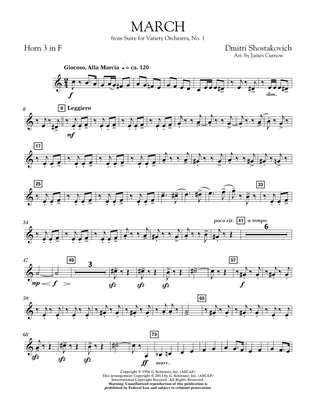 March from Suite for Variety Orchestra, No. 1 - F Horn 3