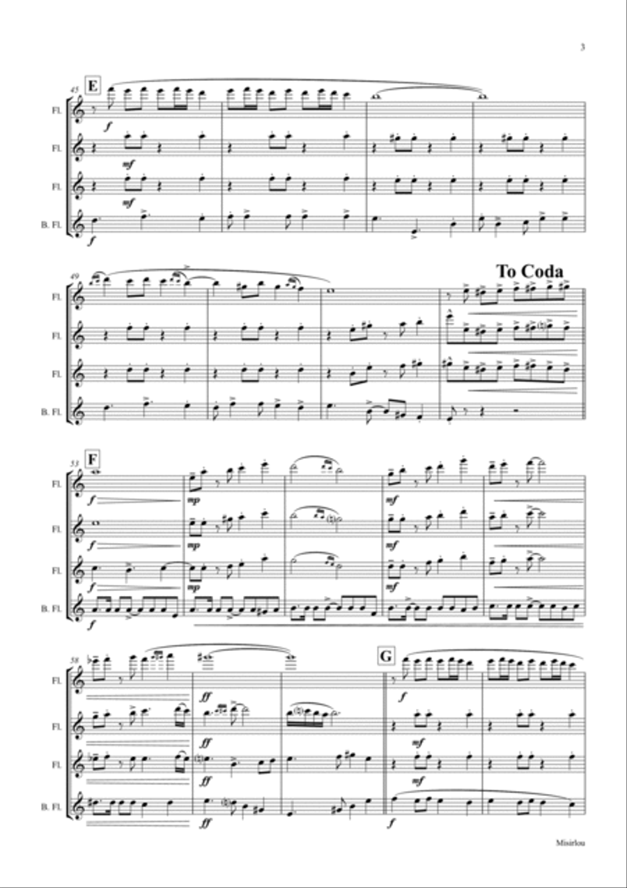 Misirlou - Pulp Fiction - Flute Quartet - C Flute Quartet scores gallery preview page 3