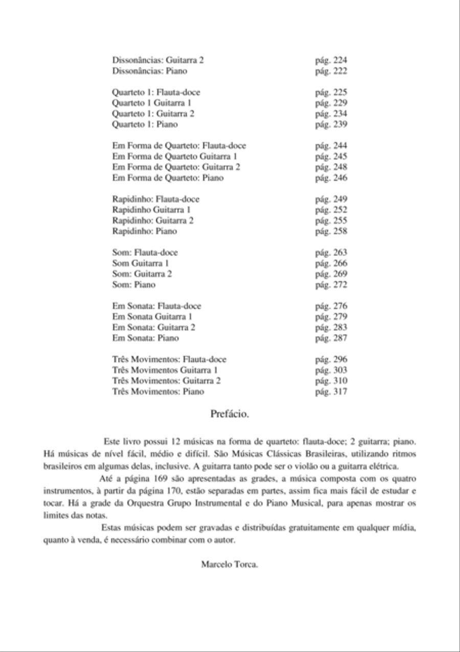 Quartetos: Flautas-doce, 2 Guitarras e Piano Small Ensemble scores gallery preview page 4