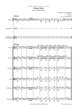 Sleigh Ride - 3 Violins, Viola, Cello, Contrabass (Timpani, Sleigh Bells, Xylophone/Glockenspeil)
