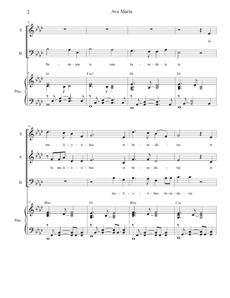 Ave Maria (Mother of Divine Mercy) (Vocal Trio - (SAB) 3-Part scores gallery preview page 2