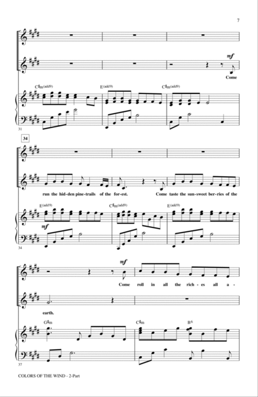 Colors Of The Wind (from Pocahontas) (arr. Audrey Snyder) 2-Part scores gallery preview page 5