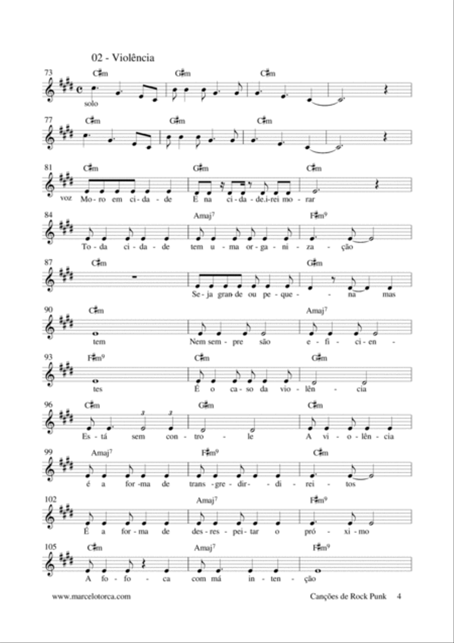 Canções de Rock e Punk Piano, Vocal, Guitar scores gallery preview page 4