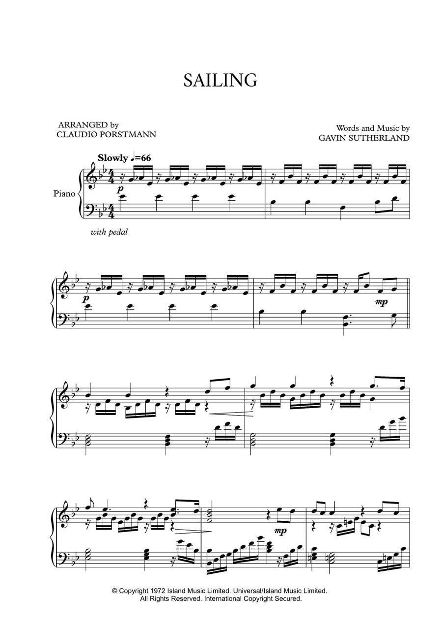 Sailing Piano Solo scores gallery preview page 1