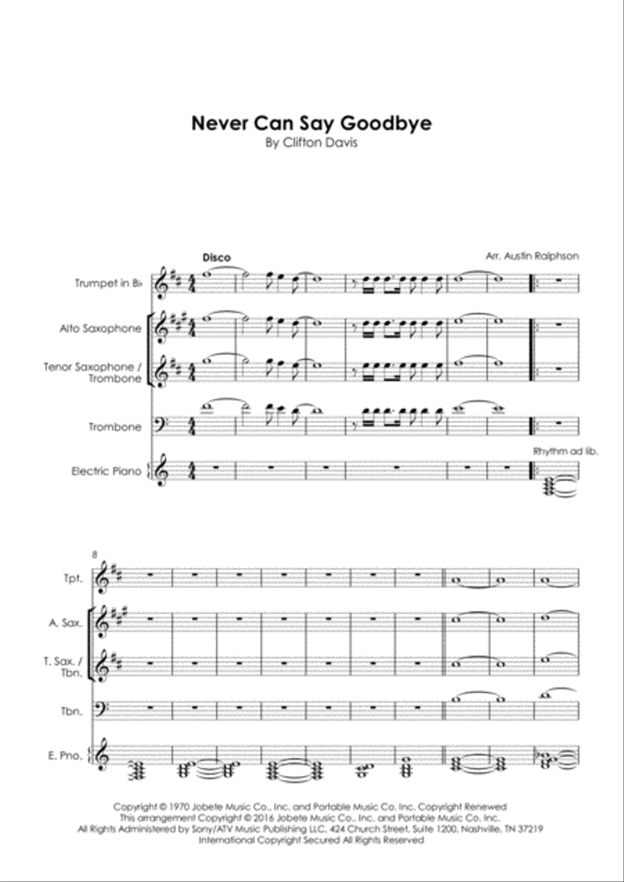 Never Can Say Goodbye Tenor Saxophone scores gallery preview page 3