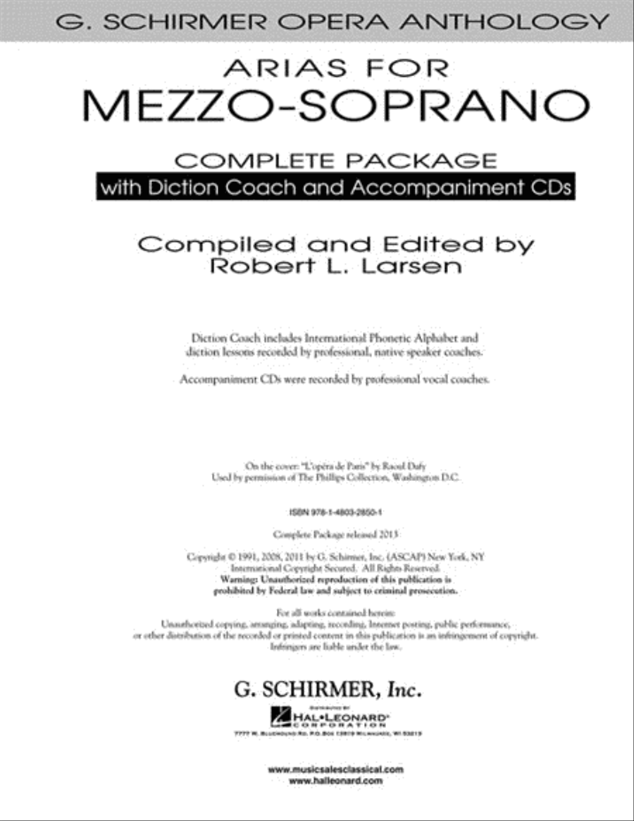 Arias for Mezzo-Soprano – Complete Package image number null