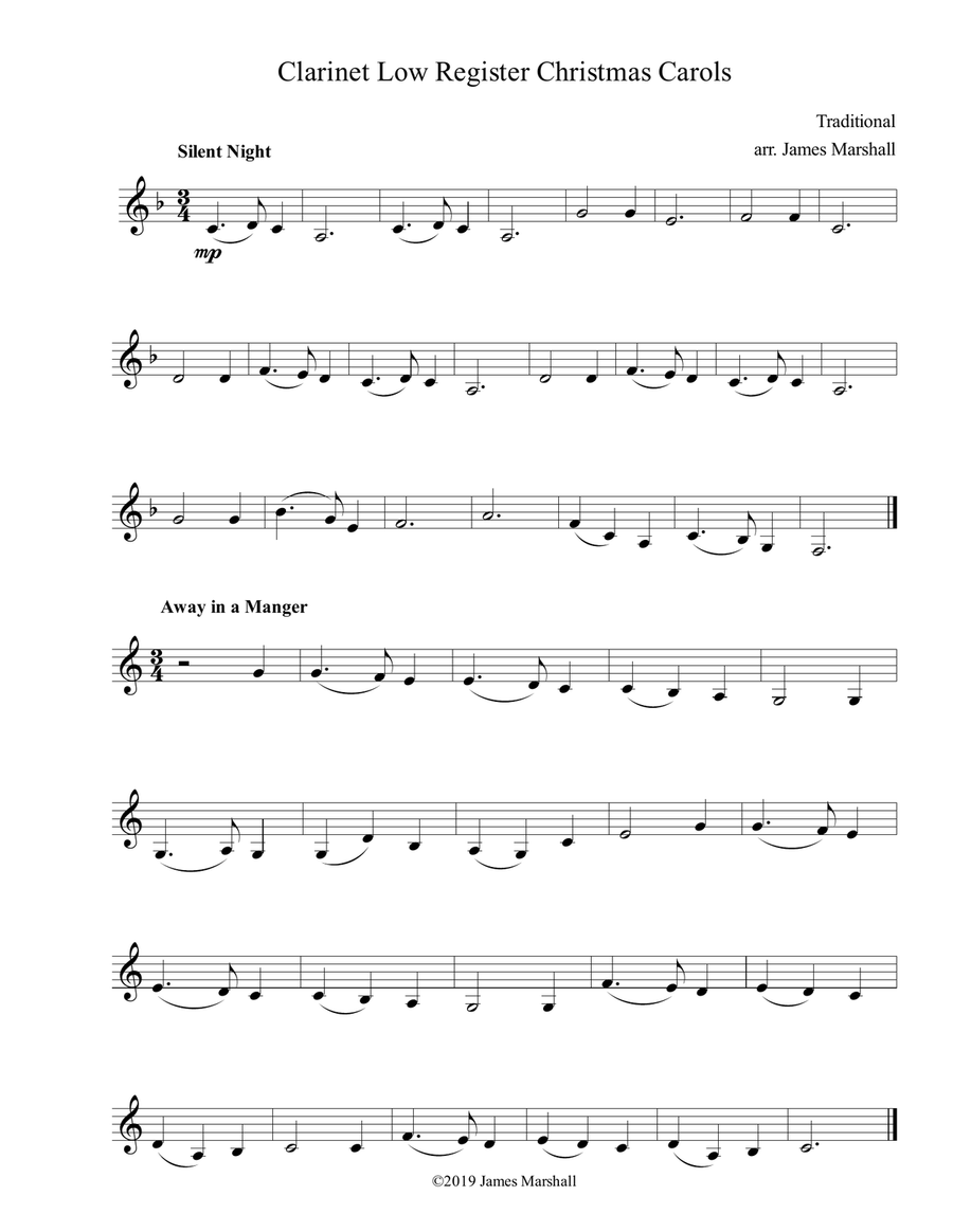 Clarinet Low Register Christmas Carols Clarinet Solo scores gallery preview page 1
