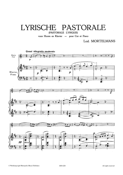 Lyrische Pastorale for French Horn and Piano