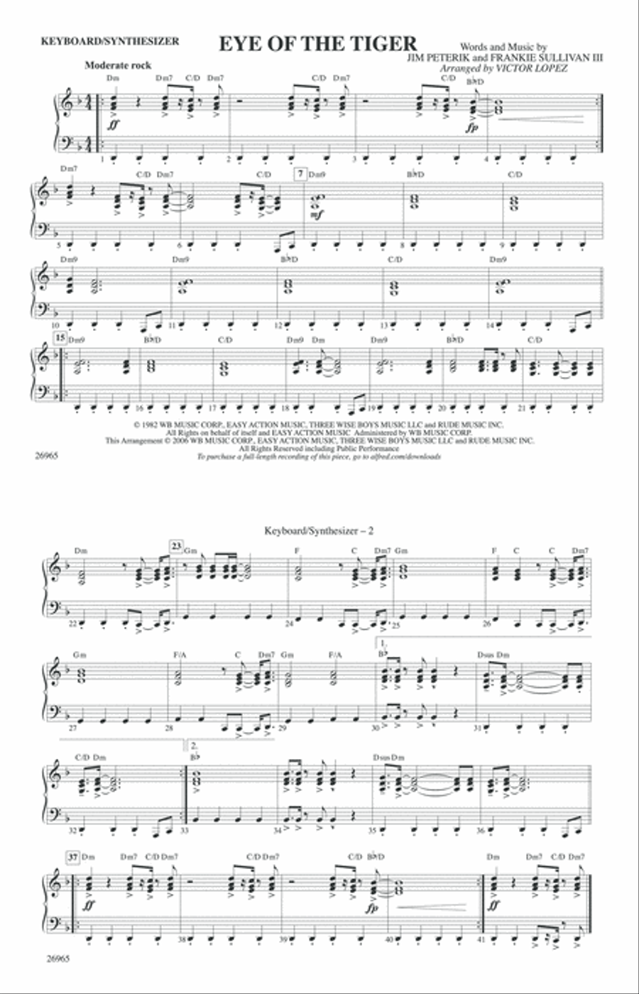 Eye of the Tiger: Keyboard/Synthesizer