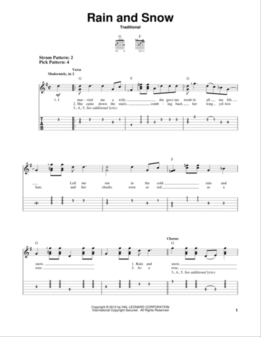 Rain And Snow Acoustic Guitar scores gallery preview page 1