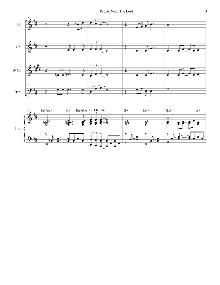 People Need The Lord Woodwind Quartet scores gallery preview page 3