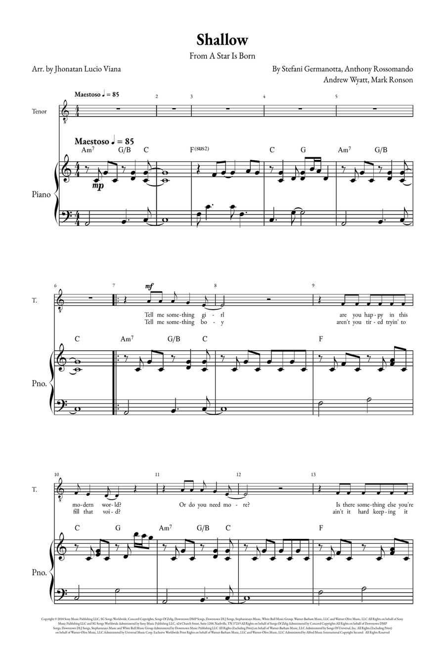 Shallow A Cappella scores gallery preview page 1