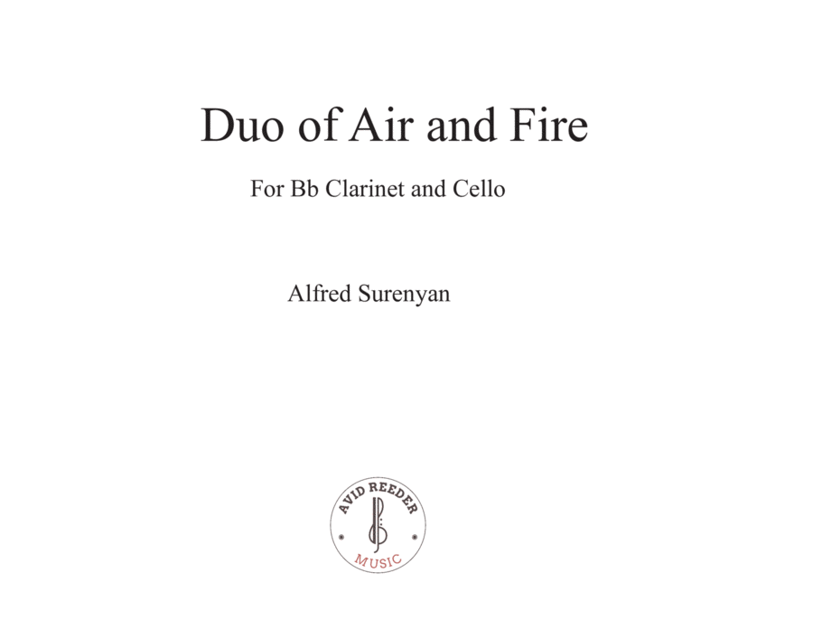 Duo of Air and Fire for Bb Clarinet and Cello: Alfred Surenyan Chamber Music scores gallery preview page 1