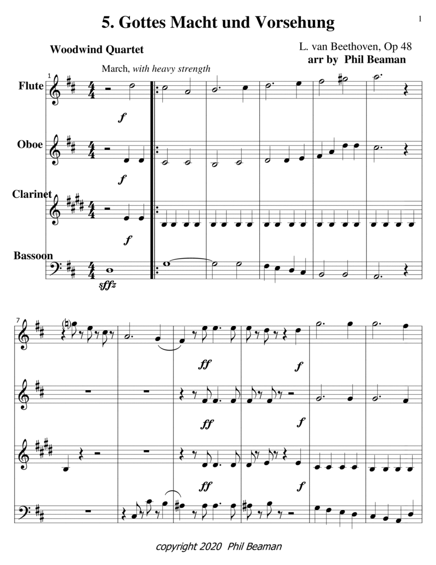 Gottes Macht und Vorsehung-Beethoven-woodwind quartet image number null