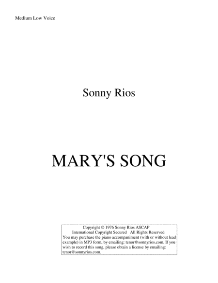 MARY'S SONG image number null
