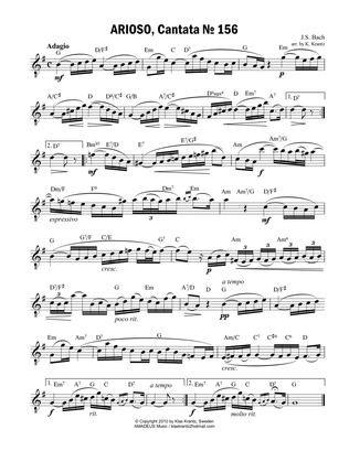 Arioso (Largo) from Cantata 156 (G Major) lead sheet with guitar chords