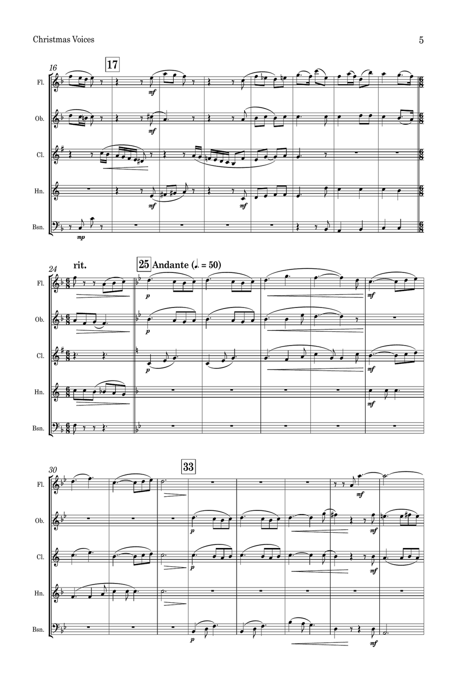 Emma Louise Ashford | Christmas Voices | for Wind Quintet Woodwind Quintet scores gallery preview page 5