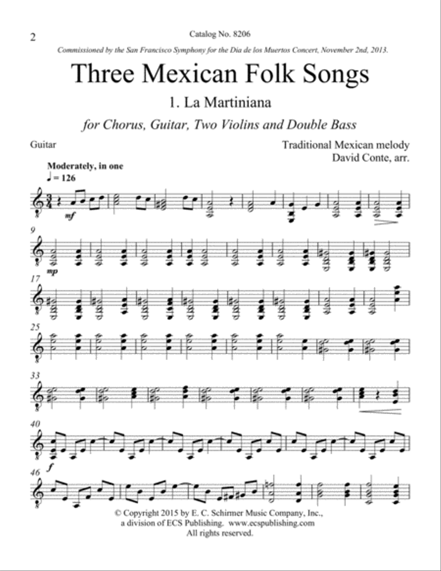 Three Mexican Folk Songs Choir scores gallery preview page 1
