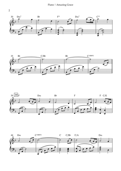 Amazing Grace for Trumpet & Horn in F Duo and Piano Accompaniment with Chords image number null