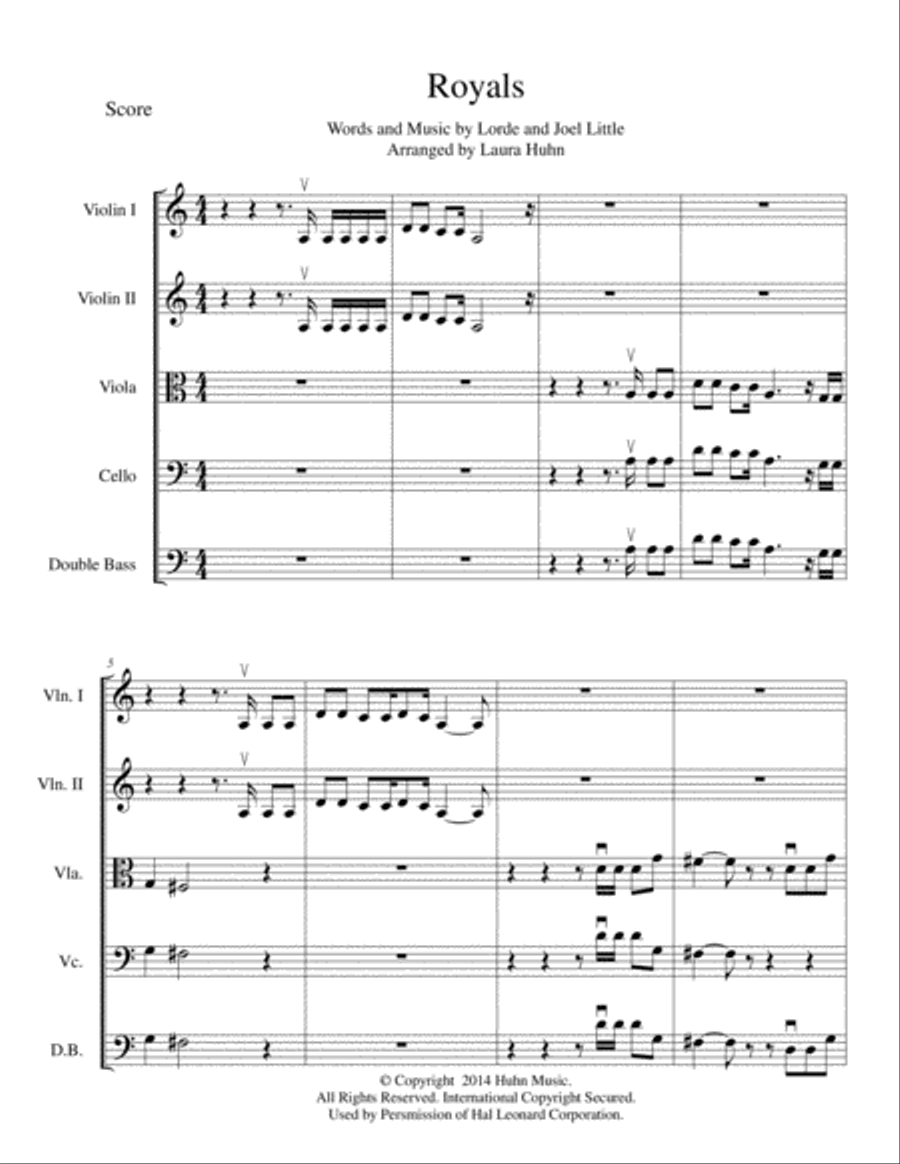 Royals String Orchestra scores gallery preview page 1