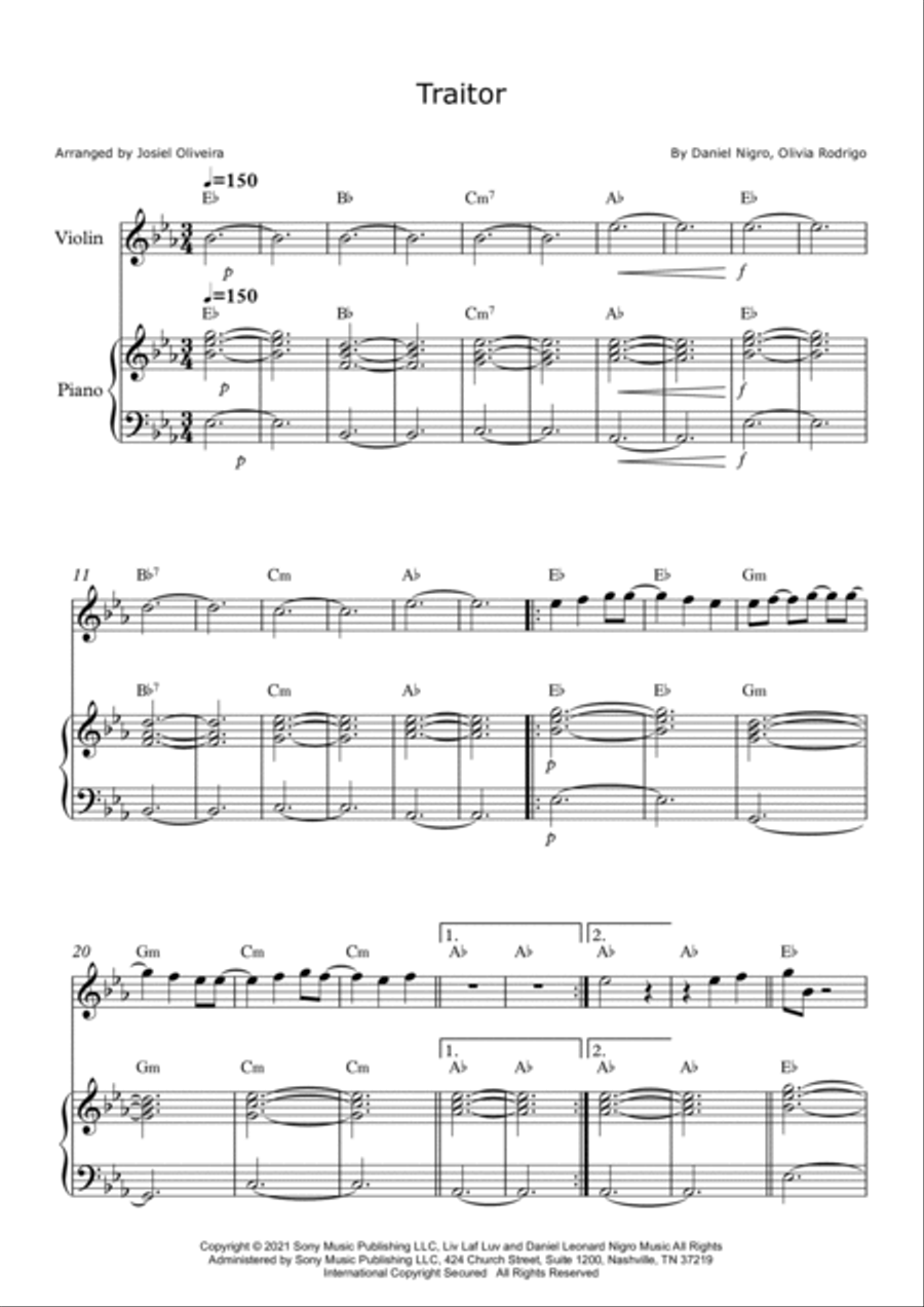 Traitor Violin Solo scores gallery preview page 2