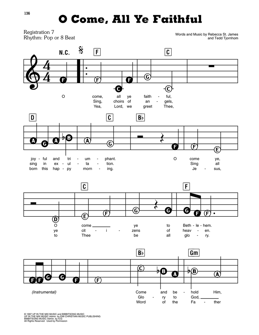 O Come, All Ye Faithful Electronic Keyboard scores gallery preview page 1