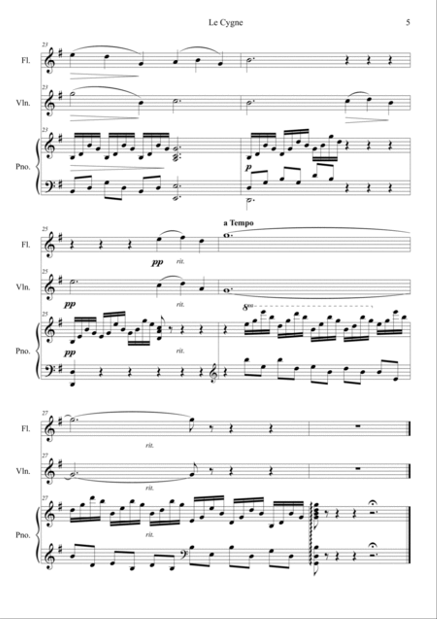 Le Cygne (Le Carnaval des Animaux) Violin scores gallery preview page 5