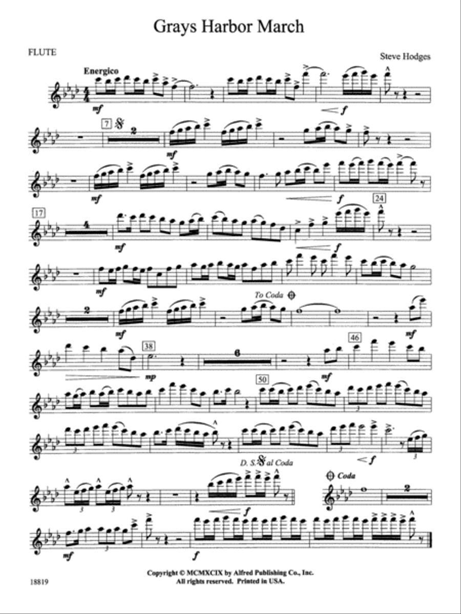 Grays Harbor March: Flute Concert Band scores gallery preview page 1