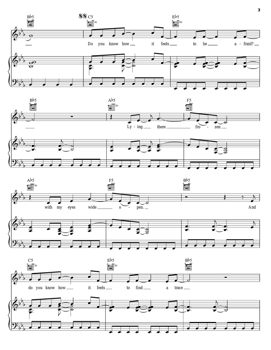Eyes Wide Open Piano, Vocal, Guitar scores gallery preview page 3