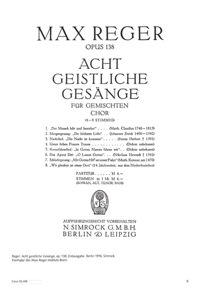 Acht deutsche geistliche Gesange