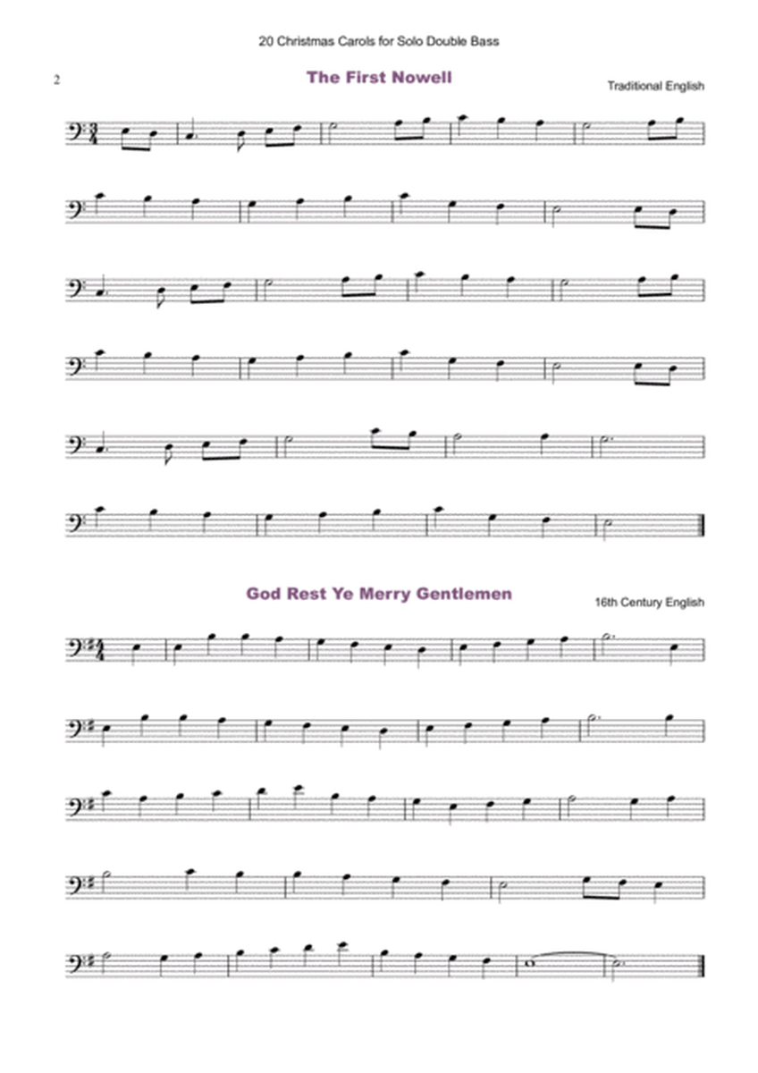 20 Favourite Christmas Carols for solo Double Bass and Piano image number null